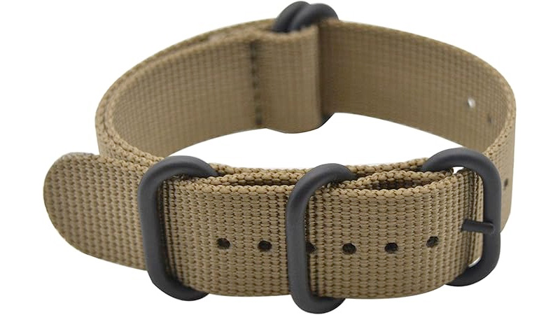 beige zulu watch strap black hardware