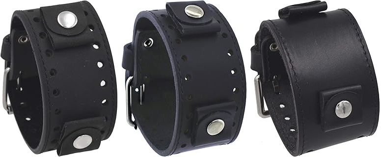 black wristbands cuff leather