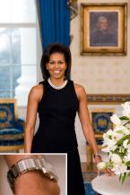Michelle Obama wears a Cartier Tank Francaise