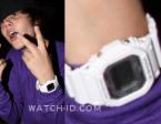 Justin Bieber with the white Casio G-Shock G-Lide on his wrist