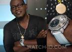 Randy Jackson wearing a Curtis & Co. Big Time Air Diamond Set with white leather