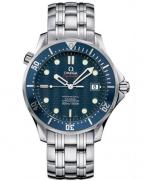 Omega Seamaster 2220.80.00 with blue bezel and steel bracelet, as worn by Daniel