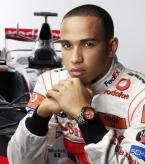 Lewis Hamilton wearing the TAG Heuer Formula 1 with orange dial and black bezel