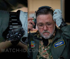 Russell Crowe wears a Casio G-Shock MRG B2000B 1A1 watch in the movie Land Of Bad.