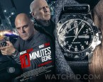 Michael Chiklis wears a S&B SANS-13 watch in 10 Minutes Gone (2019), seen here on the poster.