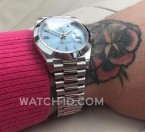 Conor McGregor showing his Rolex Day-Date 40 Platinum with Ice-Blue dial on Instagram