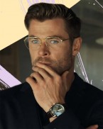 Chris Hemsworth wears a TAG Heuer Carrera watch in the movie Spiderhead.