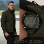 Luke Evans wears a no-brand Walmart sports watch in the Apple TV+ series Echo 3 (2022).
