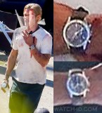 Brad Pitt wears a Breitling chronograph wristwatch on the set of the movie Bullet Train.