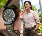 Yasmine Al-Bustami wears a black field watch with green nylon strap in NCIS Hawaii.