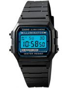 Casio F105W-1A Illuminator Digital Watch. This image shows watch with the blue E