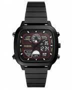 Fossil Retro Analogue-Digital Black Stainless Steel Watch