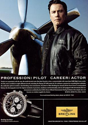 John Travolta in a 2008 ad for Breitling Navitimer.