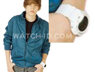 Justin Bieber wearing the Casio G-Shock DW6900FS-8 on a promotional photo