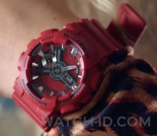 Britney Spears wears a Casio G-Shock GMA-S110F-4A watch in the music video Pretty Girls.