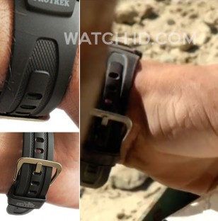 Compare the band of the Casio Pro Trek PAG 240 (left) with the strap in the film