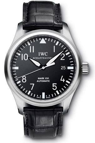 IWC Pilot Mark XVI reference IW325501 in stainless steel with black crocodile l