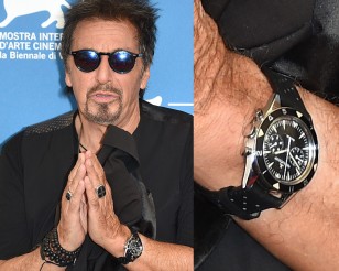 Al Pacino was seen wearing a Jaeger-LeCoultre Deep Sea Vintage Chronograph watch during the press conference at the Venice Film Festival