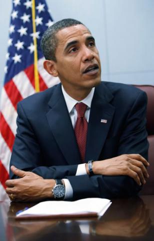 President Barack Obama wearing his Jorg Gray 6500 watch