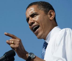 Obama wearing the Jorg Gray 6500 wristwatch during a speech