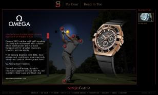 Screenshot of Sergio Garcia's official website, in the My Gear - Head to Toe sec