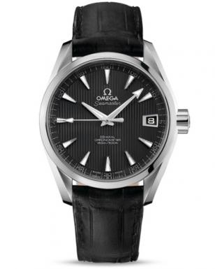 Omega Seamaster Aqua Terra Chronometer in stainless steel with a black leather s