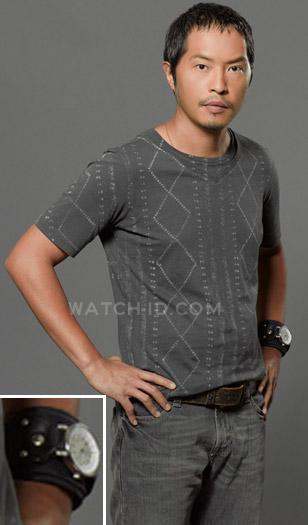 Ken Leung wearing the Red Monkey Armada GT watch in a promotional shoot for the 