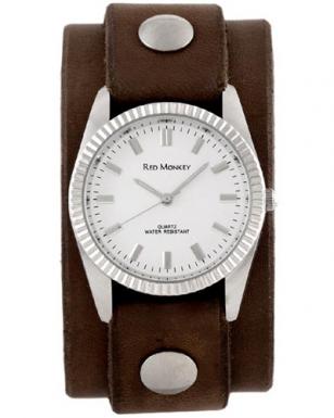 Red Monkey Men's Classic watch with Walnut leather strap and white dial
