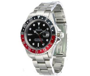 Rolex GMT Master II, stainless steel, red and black bezel, black dial