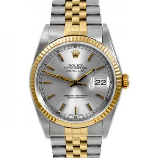 Similar but not the same: Rolex Oyster Perpetual Datejust with gold jubilee bracelet and bezel.