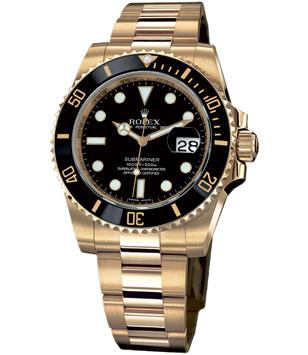 Rolex Submariner, yellow gold with black dial, reference number 116618LN