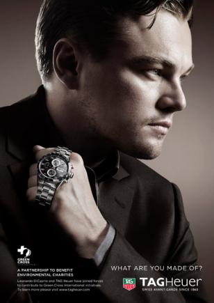 In the “What Are You Made Of” ad campaign, Leonardo DiCaprio sports a TAG Heuer 