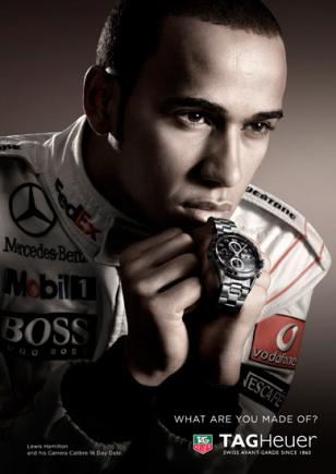 Lewis Hamilton with a TAG Heuer Carrera Calibre 16 Day-Date