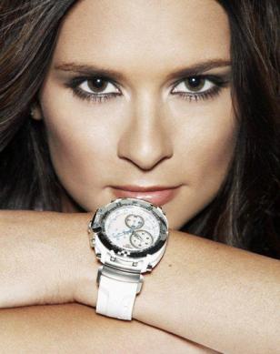 Danica Patrick wearing the Tissot T-Race 2009 Limited Edition on a promotional p