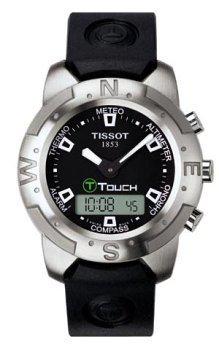 Tissot T-Touch T33159851, with green T logo, black dial and the same bezel as in