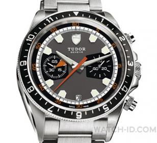 Tudor Heritage Chrono with steel bracelet and grey dial (black subdials)