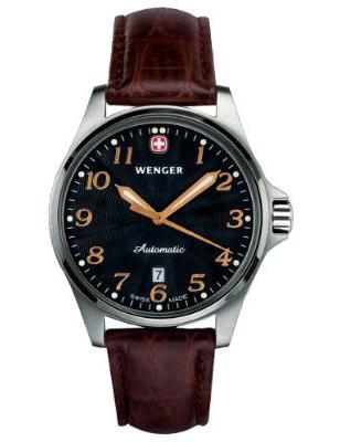 Wenger TerraGraph Automatic 72764, brown leather strap, black dial