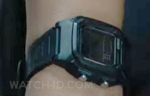 Monica Barbaro wears a Casio W800H-1BV digital watch in the Netflix series FUBAR (2023).