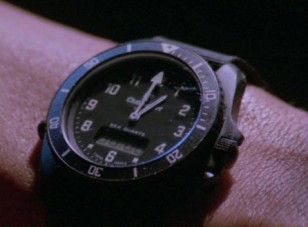 Close-up of the Chronosport UDT Sea Quartz analogue/digital diver's worn by Sylvester Stallone in Rambo III (1988).