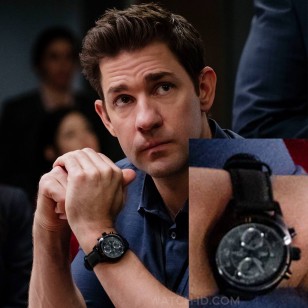In the Amazon Prime tv series Jack Ryan (2018), actor John Krasinski wears a Hamilton Khaki Field Auto Chrono wristwatch.
