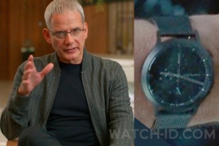 Campbell Scott wears a black Lilienthal Berlin Chronograph ref C01-102-B023C wristwatch in Jurassic World: Dominion.