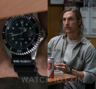 Matthew McConaughey wears a vintage Lorus Tidal LR0021 Quartz watch in True Detective, Season One.