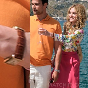 Meghann Fahy wears a Cartier Tank watch in the HBO series The White Lotus.