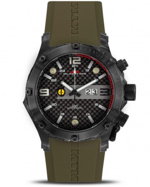MTM Vulture Black Titanium with Carbon Fiber Grey Dial and Green Rubber III Band.