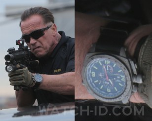 Arnold Schwarzenegger wears a MTM Patriot watch in the 2014 action movie Sabotage (2014).