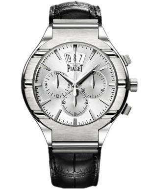 Piaget Polo chronograph, white gold, leather strap, reference number G0A32038