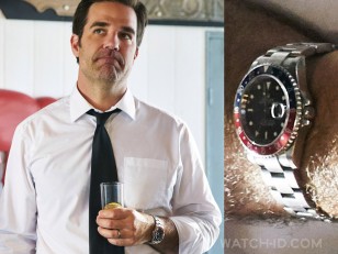 Rob Delaney wears a Rolex GMT-Master II watch in the series Catastrophe.