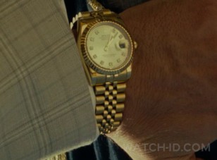 Details of the Rolex Oyster Perpetual DateJust worn in Wonder Woman 1984 can be seen in this close up shot