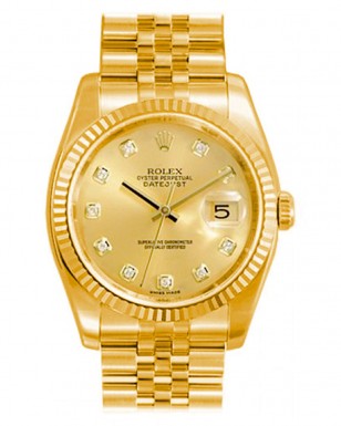 A photoshopped image to resemble the configuration of the movie watch as close as possible. The Rolex Oyster Perpetual DateJust has a fluted bezel, diamond hour markers and jubilee bracelet.