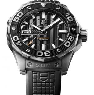 TAG Heuer Aquaracer 500m Calibre 5 automatic, the version with black dial and ru
